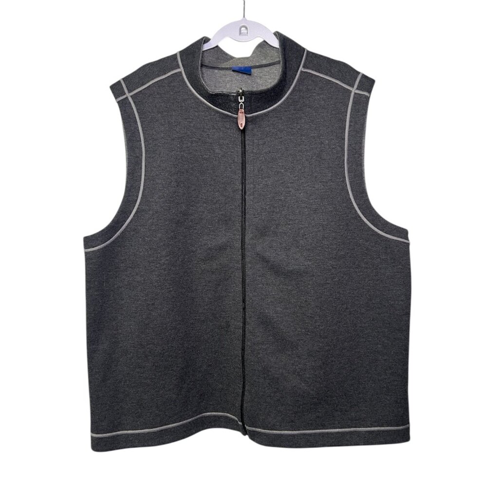 Wilkens Bros Gray Cotton Polyester Full Zip Vest Size XXL